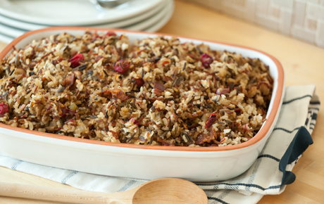 Bacon, Cranberry and Mushroom Rice Stuffing