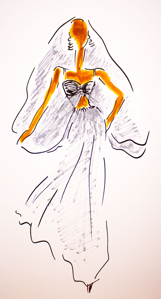 Givenchy and Hepburn sketch