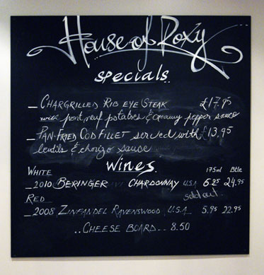 House of Roxy blackboard