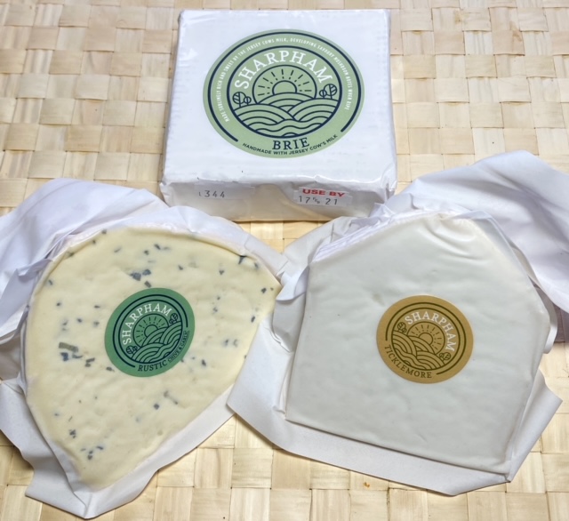 Sharpham Cheese – Garlic and Chive, Brie and Ticklemore