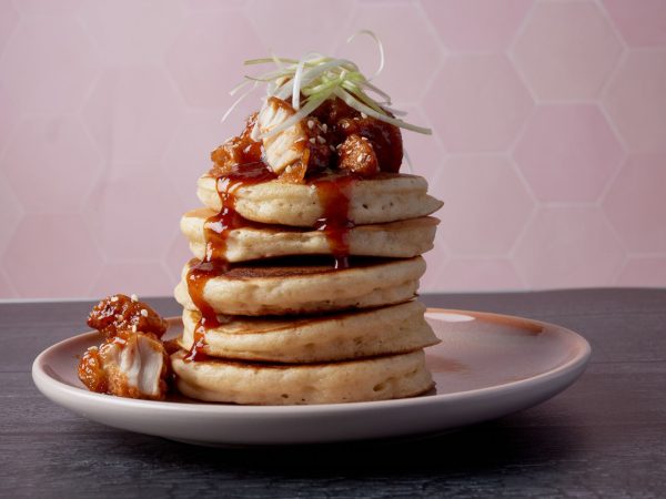 Maple Korean fried chicken pancakes